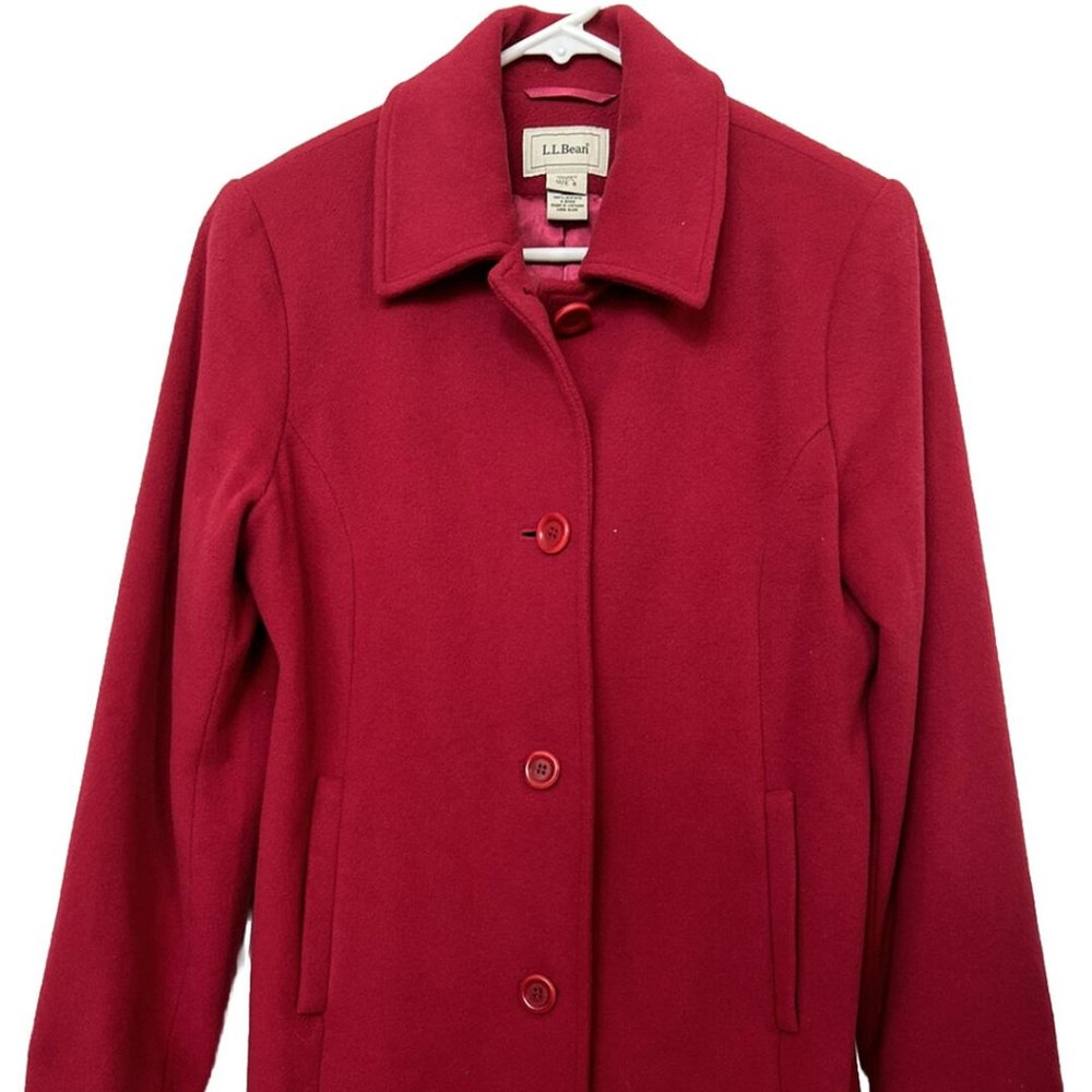 L.L. Bean Classic Red Wool 3/4 Length Coat